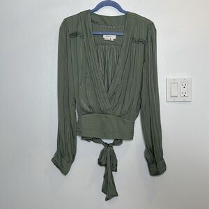 Anthropologie Sage Green Faux Wrap Top
